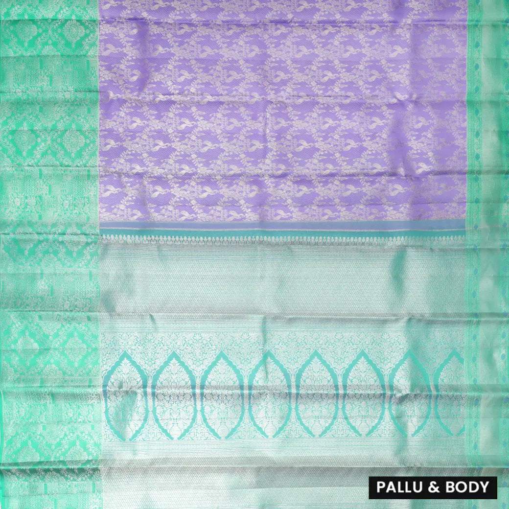 Lavender with Green Kanchipuram Wedding silk saree