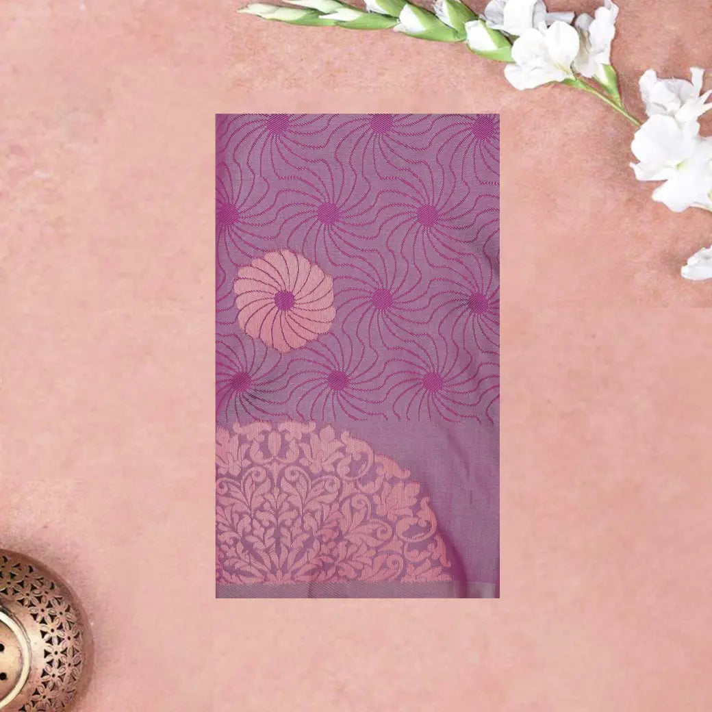 Muted Purple with Aqua Green Soft Silk Saree