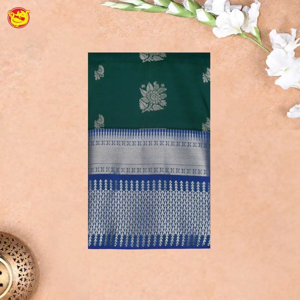 Dark Green with Blue Soft Silk Saree