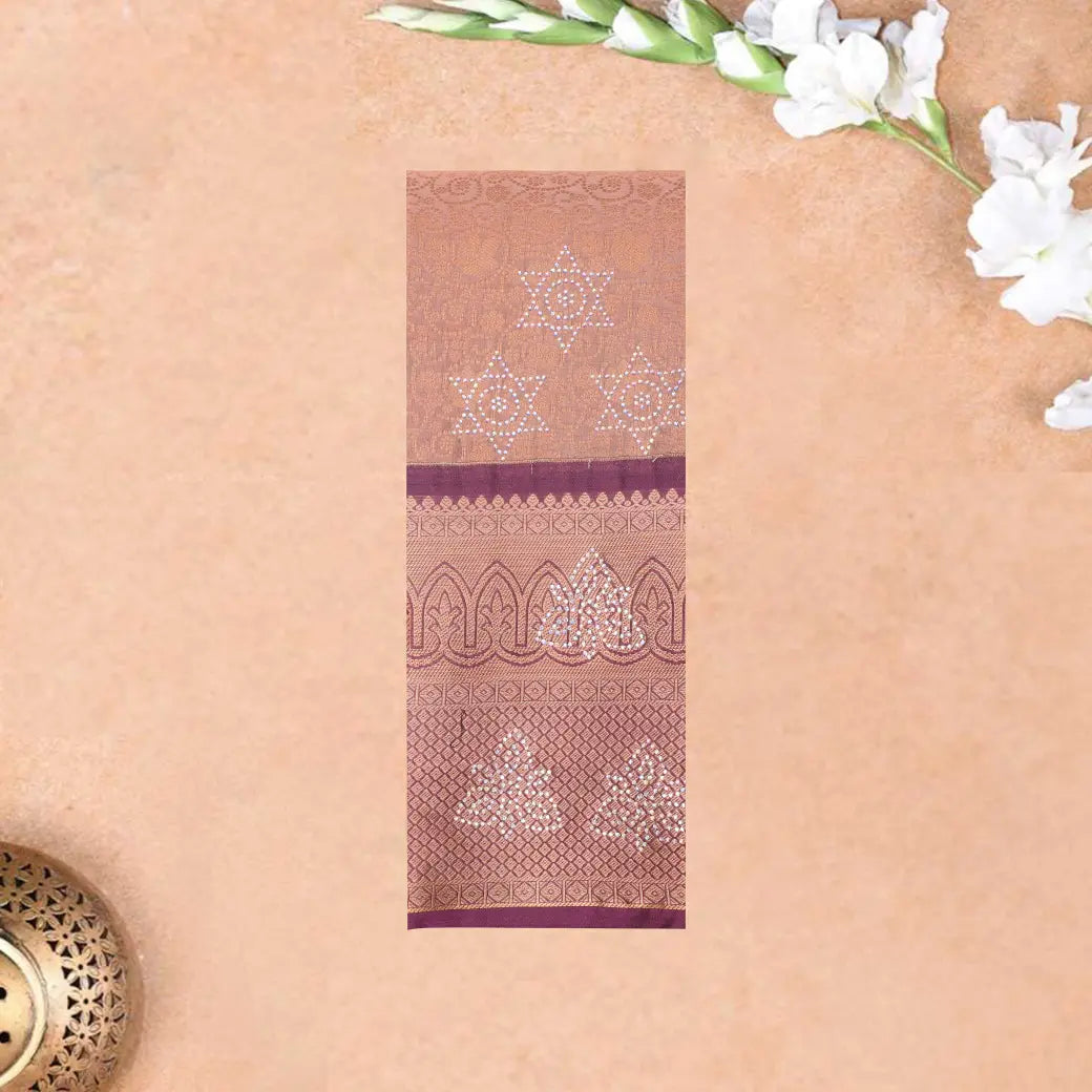 Dark Peach with Deep Purple Art Silk Saree