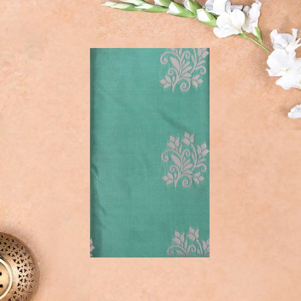 Light Teal Green with Purple Soft Silk Saree
