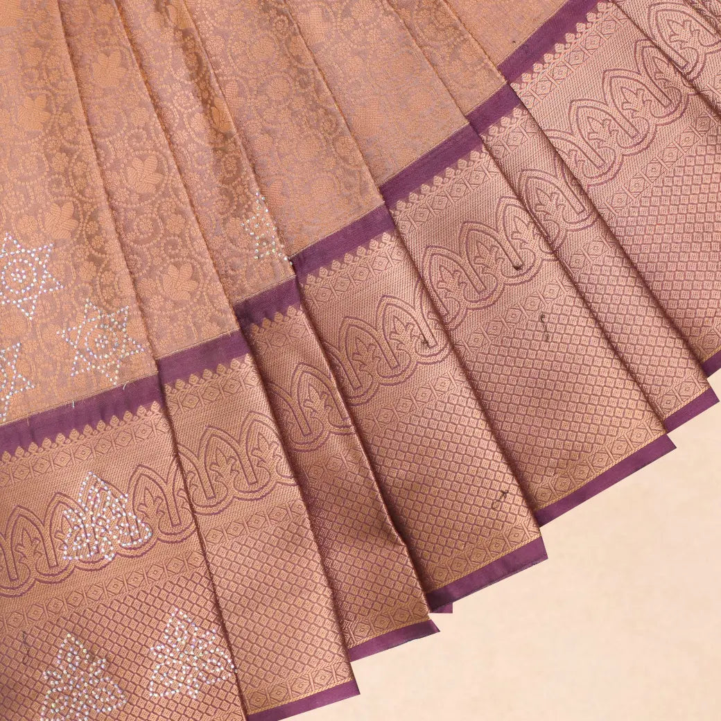 Dark Peach with Deep Purple Art Silk Saree