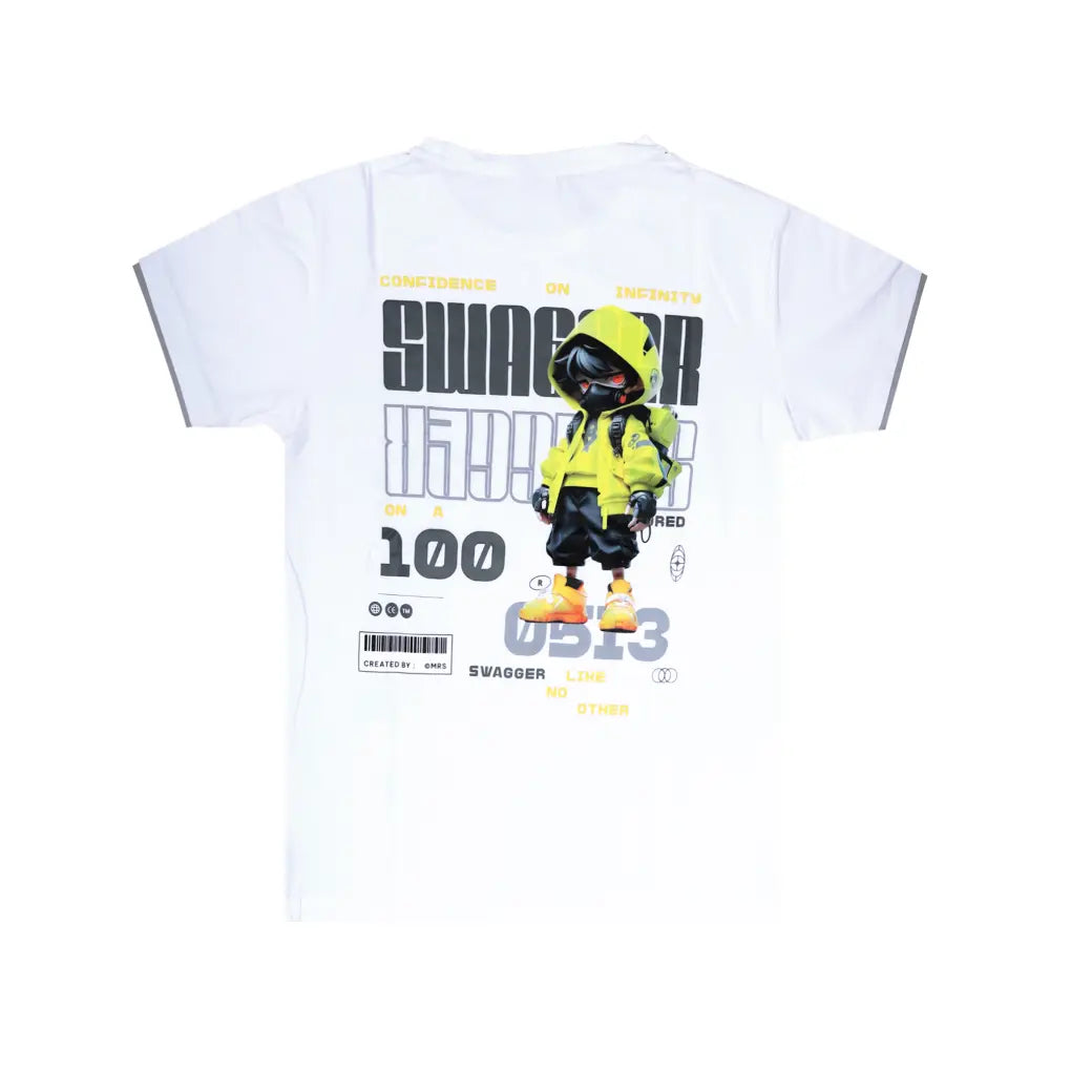 White Colour with Boys Casual T-shirt