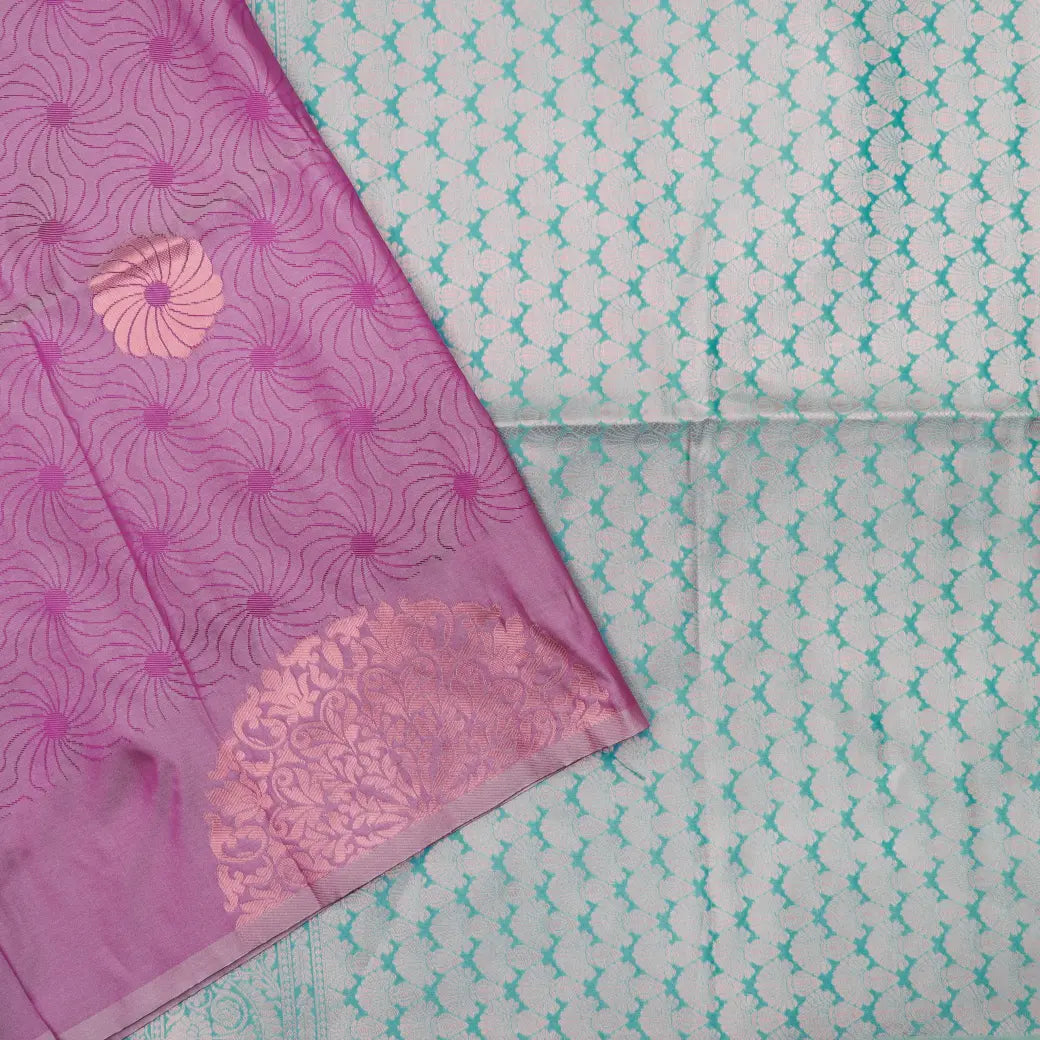 Muted Purple with Aqua Green Soft Silk Saree