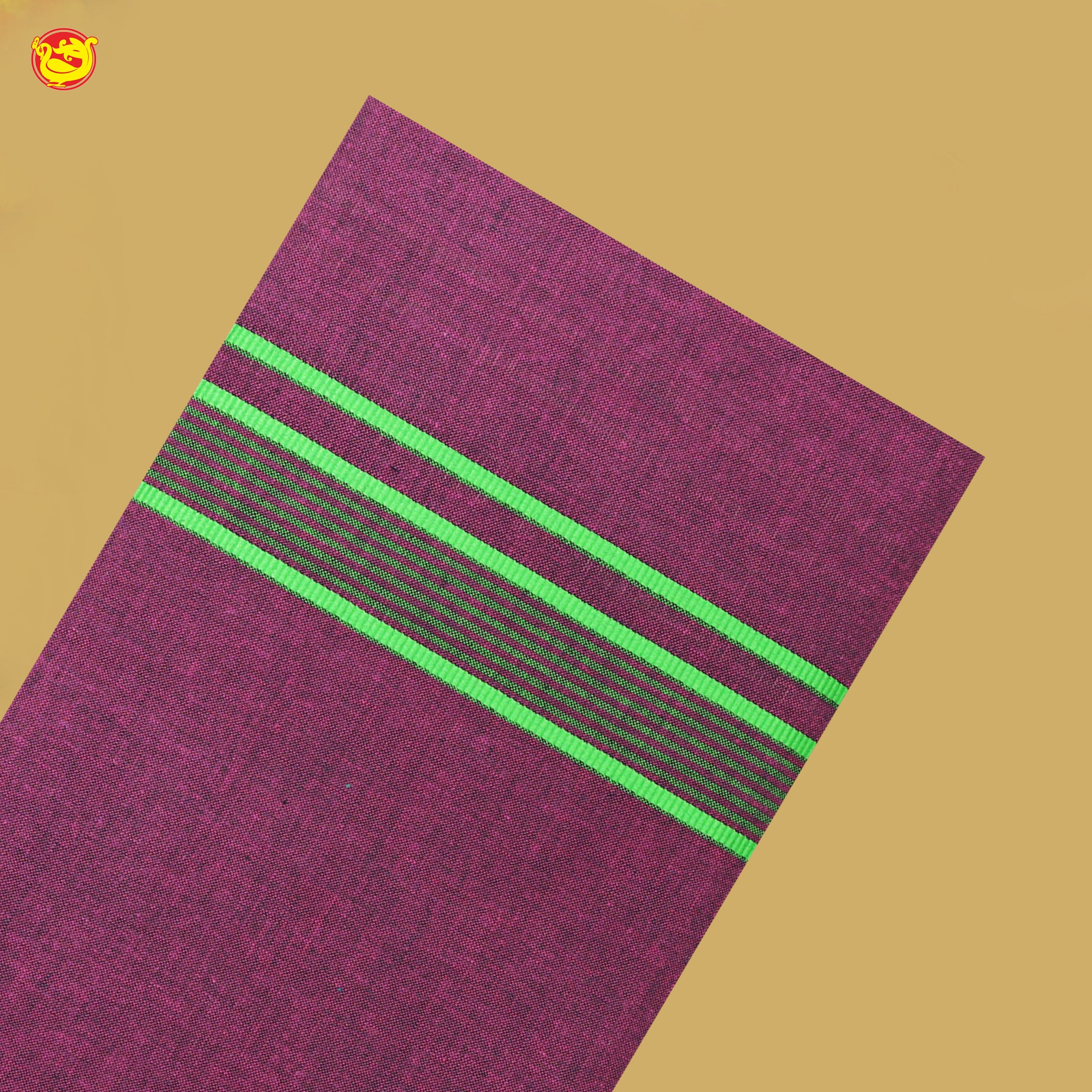 Dark Magenta with Green Border Men's Dhoti