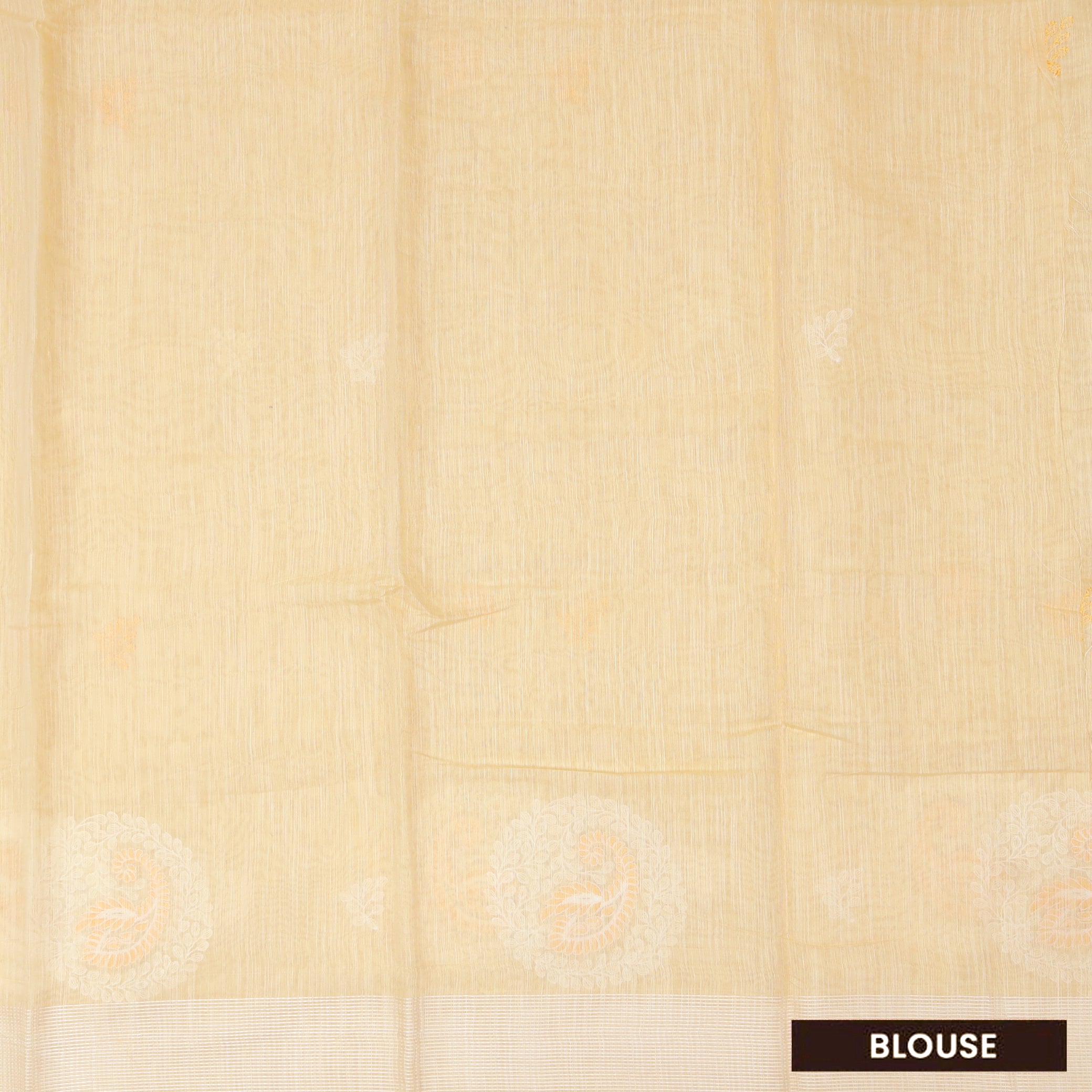 Cream Yellow Color Linen Cotton Saree