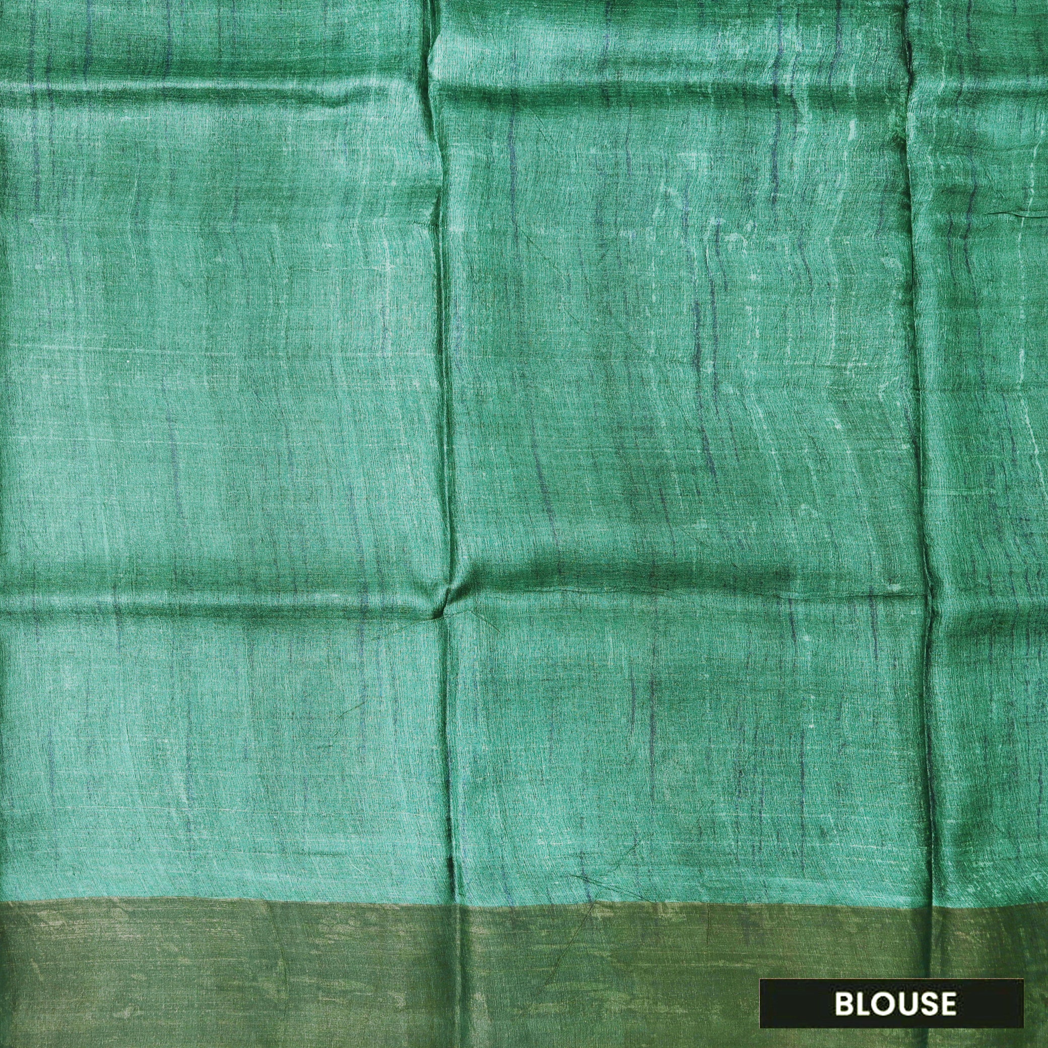 Pure Tussar Silk Saree Green With Floral Design and Painted Prints and Zari Woven Border