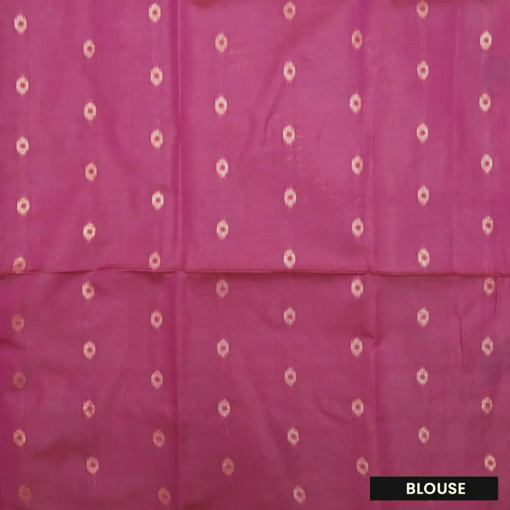 Light Yellow With Magenta Pochampally Semi Ikat Silk Saree