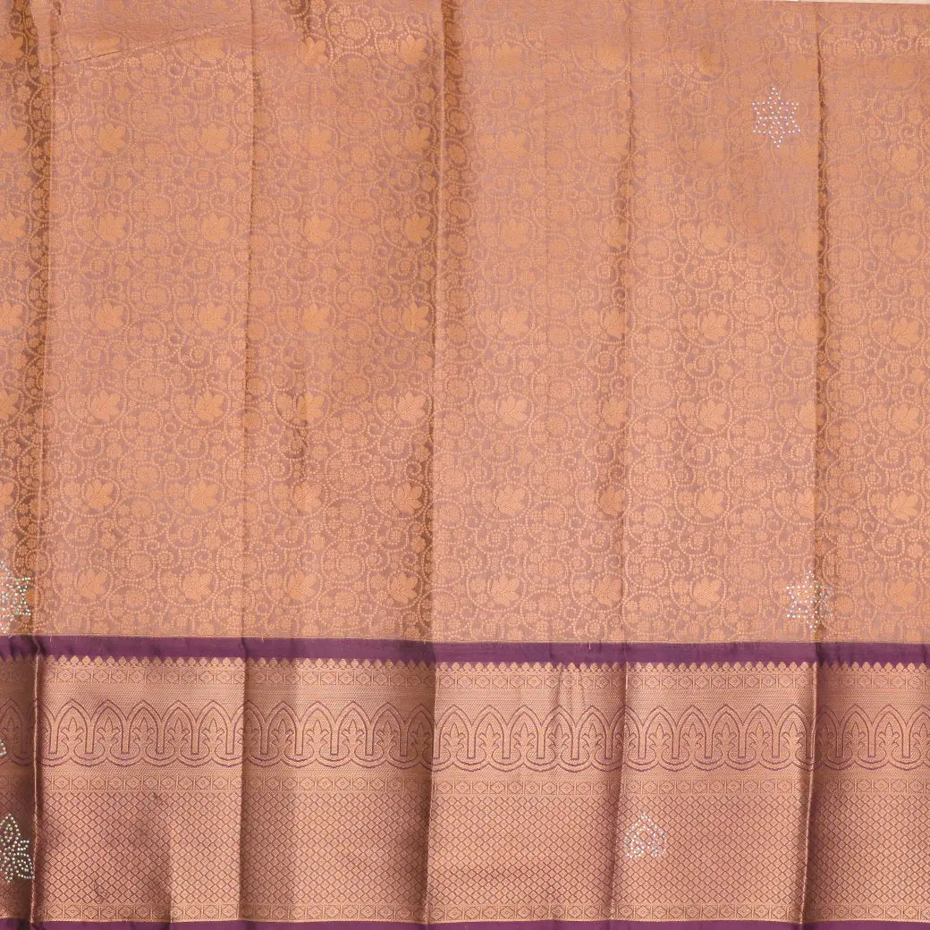 Dark Peach with Deep Purple Art Silk Saree