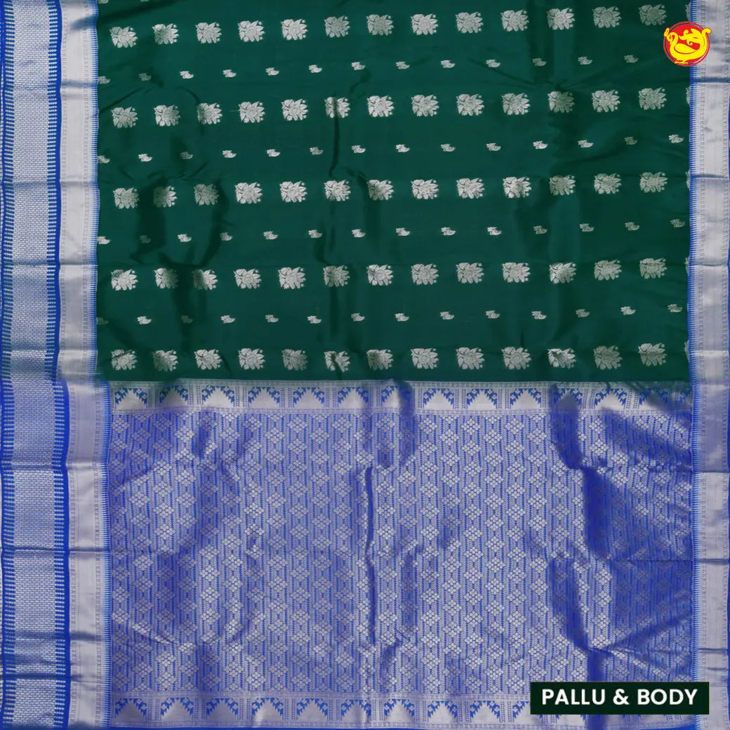 Dark Green with Blue Soft Silk Saree