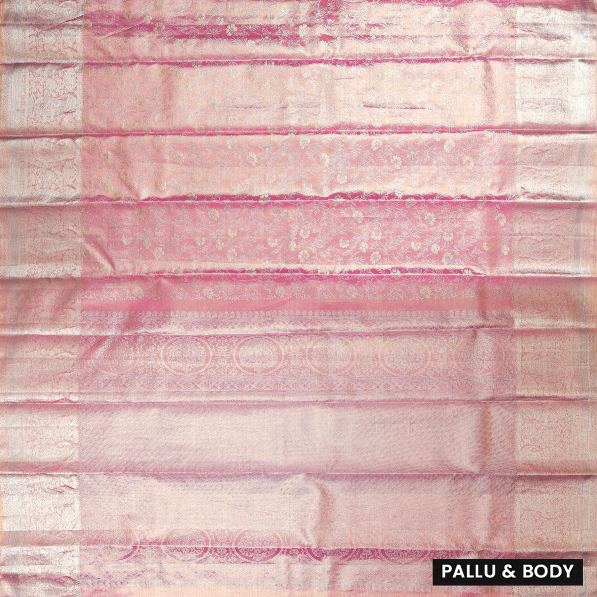 Pink With Golden Zari Border Wedding Silk Saree