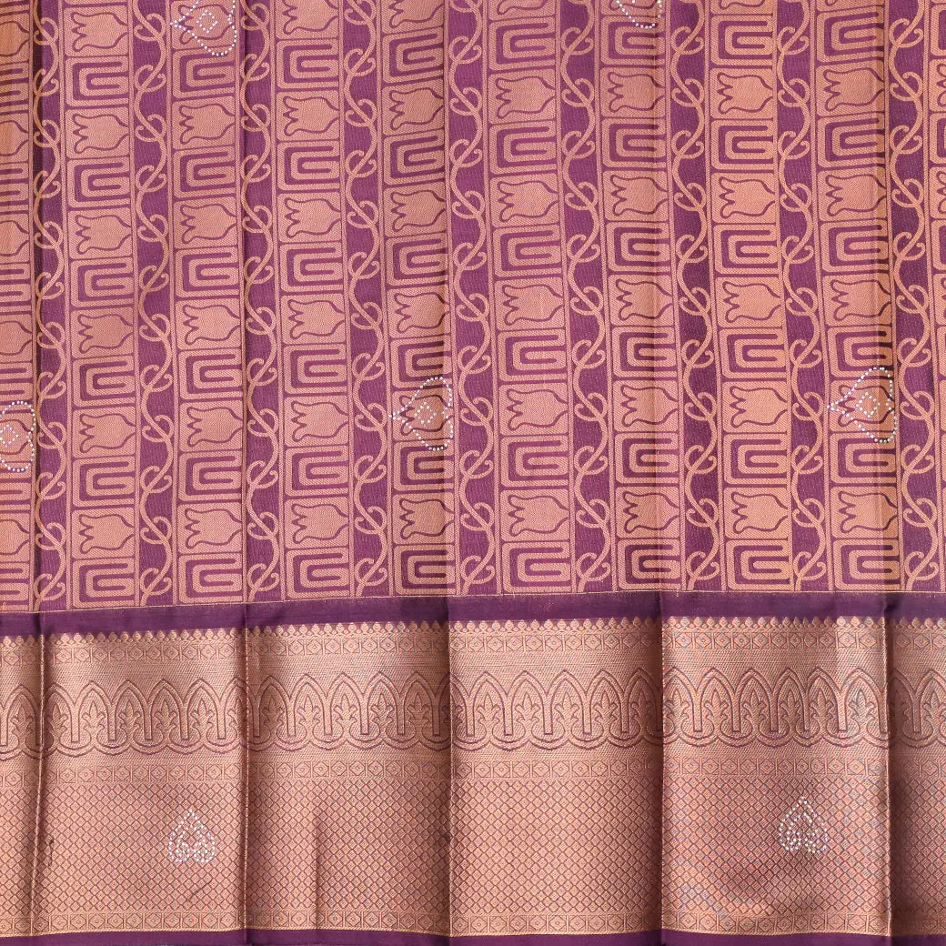 Dark Peach with Deep Purple Art Silk Saree