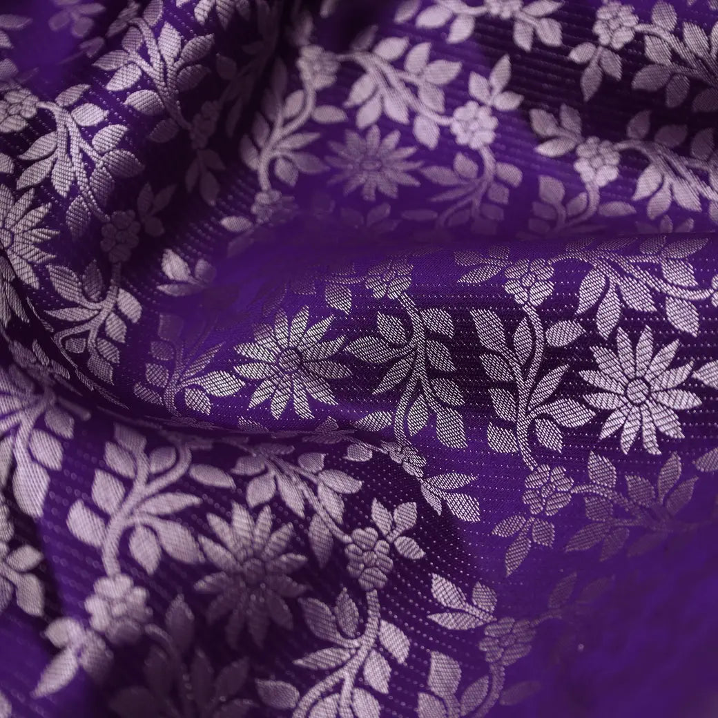 Purple with Sky Blue Kanchipuram Wedding silk saree