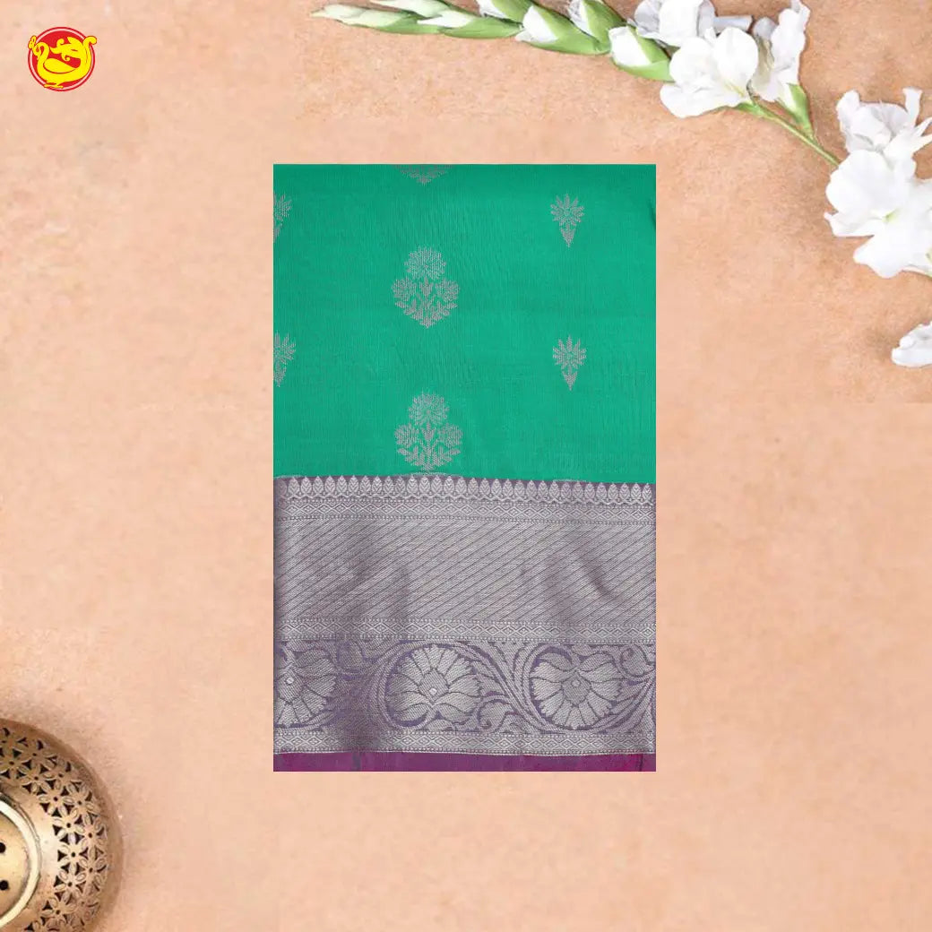 Green with Pink Soft Silk Saree