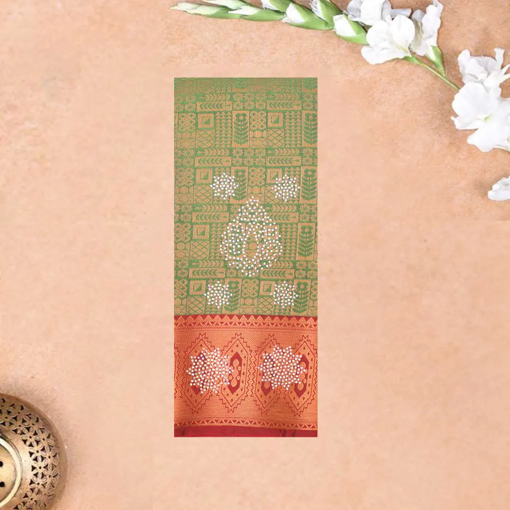 Green with Maroon Art Silk Saree