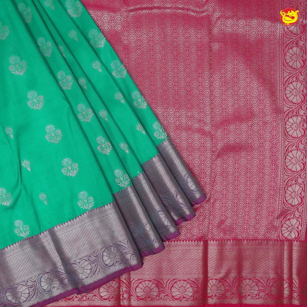 Green with Pink Soft Silk Saree