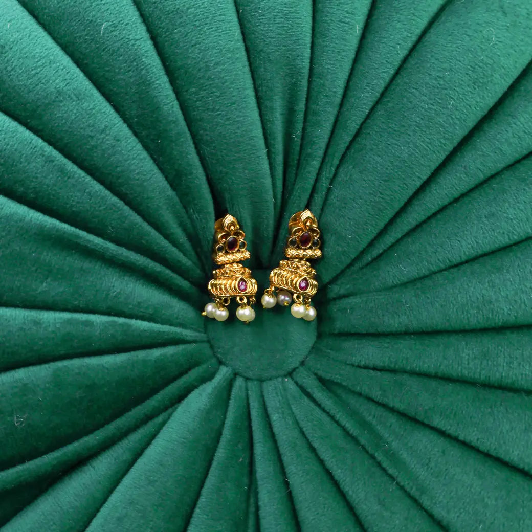 Antique necklace with jhumkas and pearl hangings
