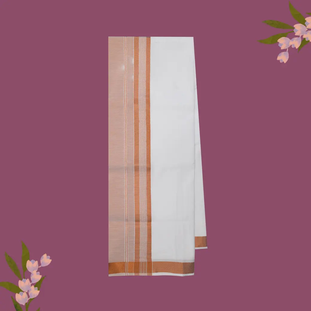 White with Copper Cotton Men’s Dhoti