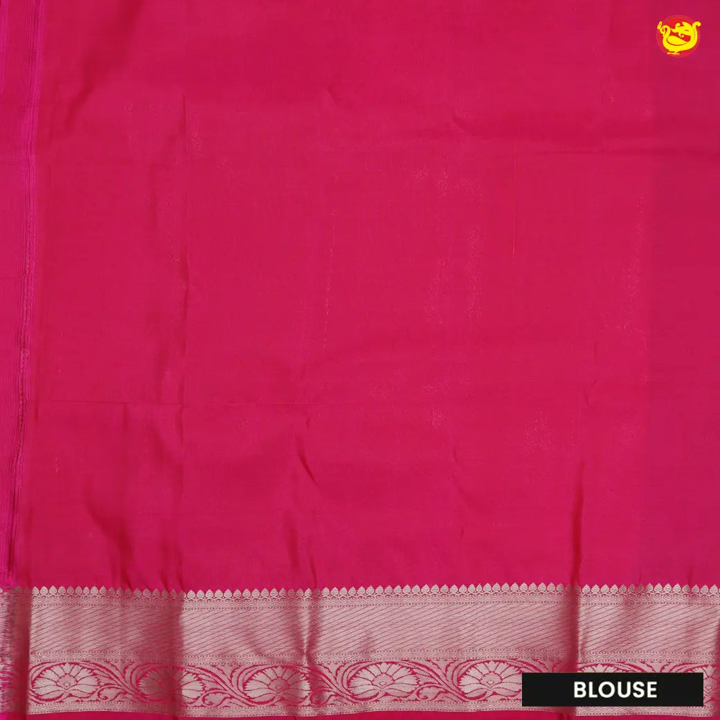 Green with Pink Soft Silk Saree