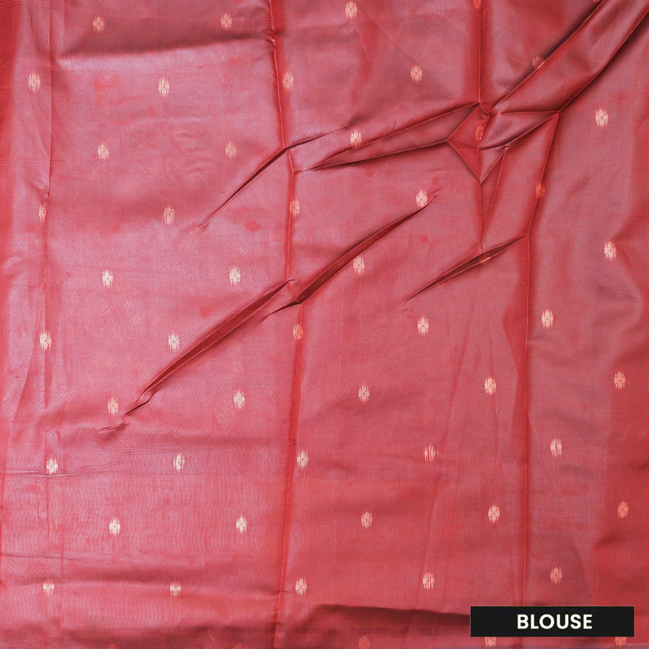Gold with Red Semi Litchi Silk Saree