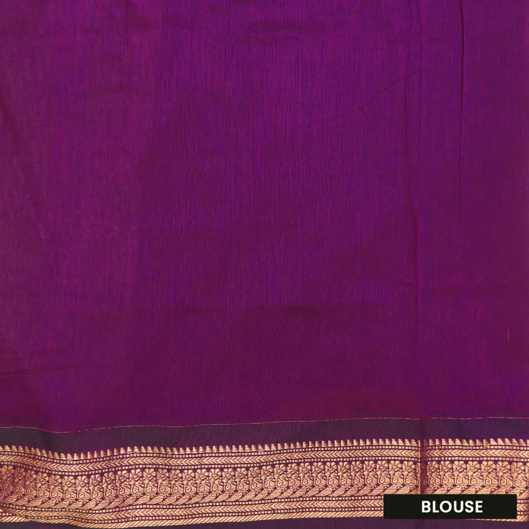 Spring Green With Deep Purple Premium Quality Kalyani Cotton Saree