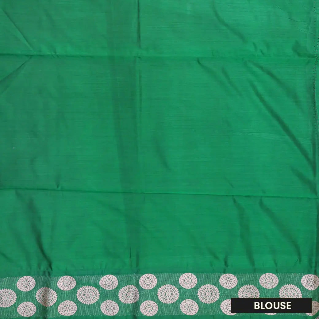 Light Gray with Deep Green Soft Silk Saree