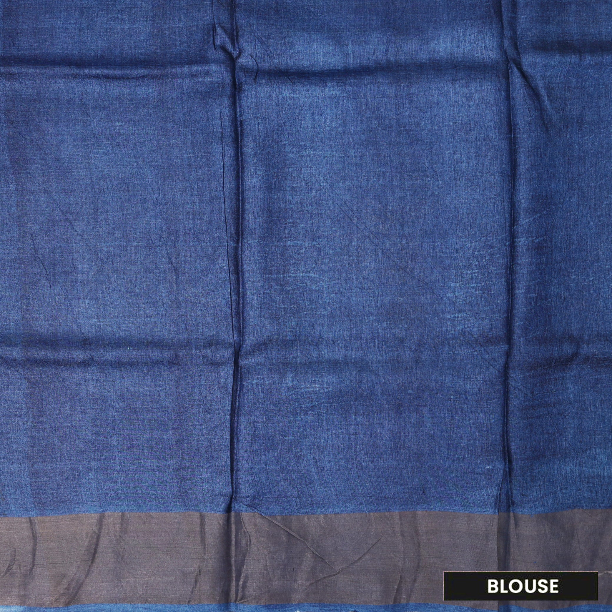 Pure Tussar Silk Saree primarily blue With Floral Design and Painted Prints and Zari Woven Border