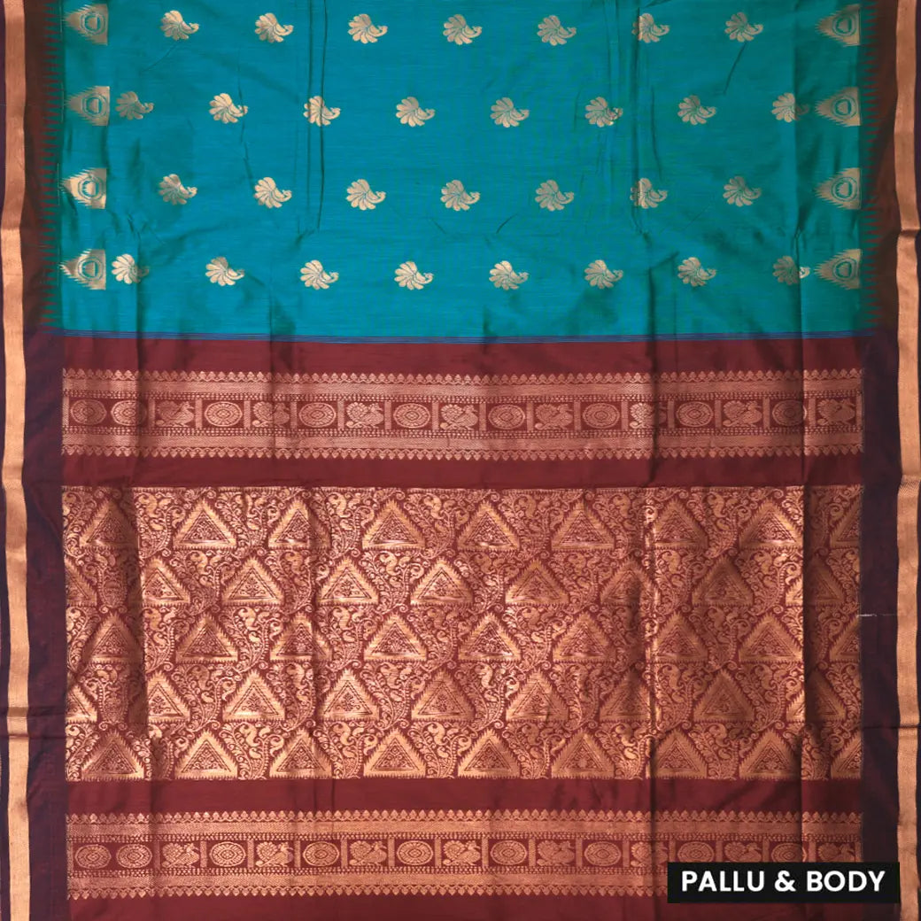 Green With Maroon Premium Quality Kalyani Cotton Saree