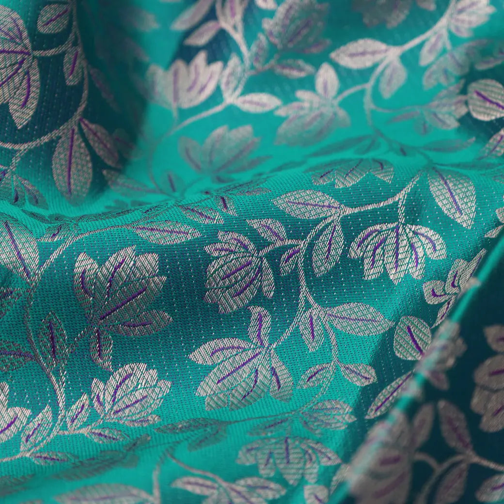 Teal green with Purple Kanchipuram Wedding silk saree