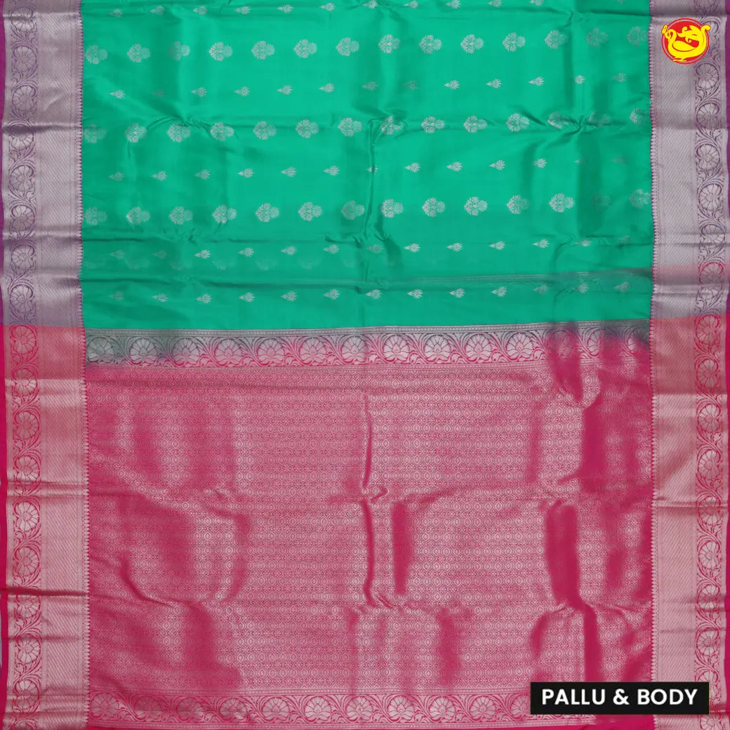 Green with Pink Soft Silk Saree