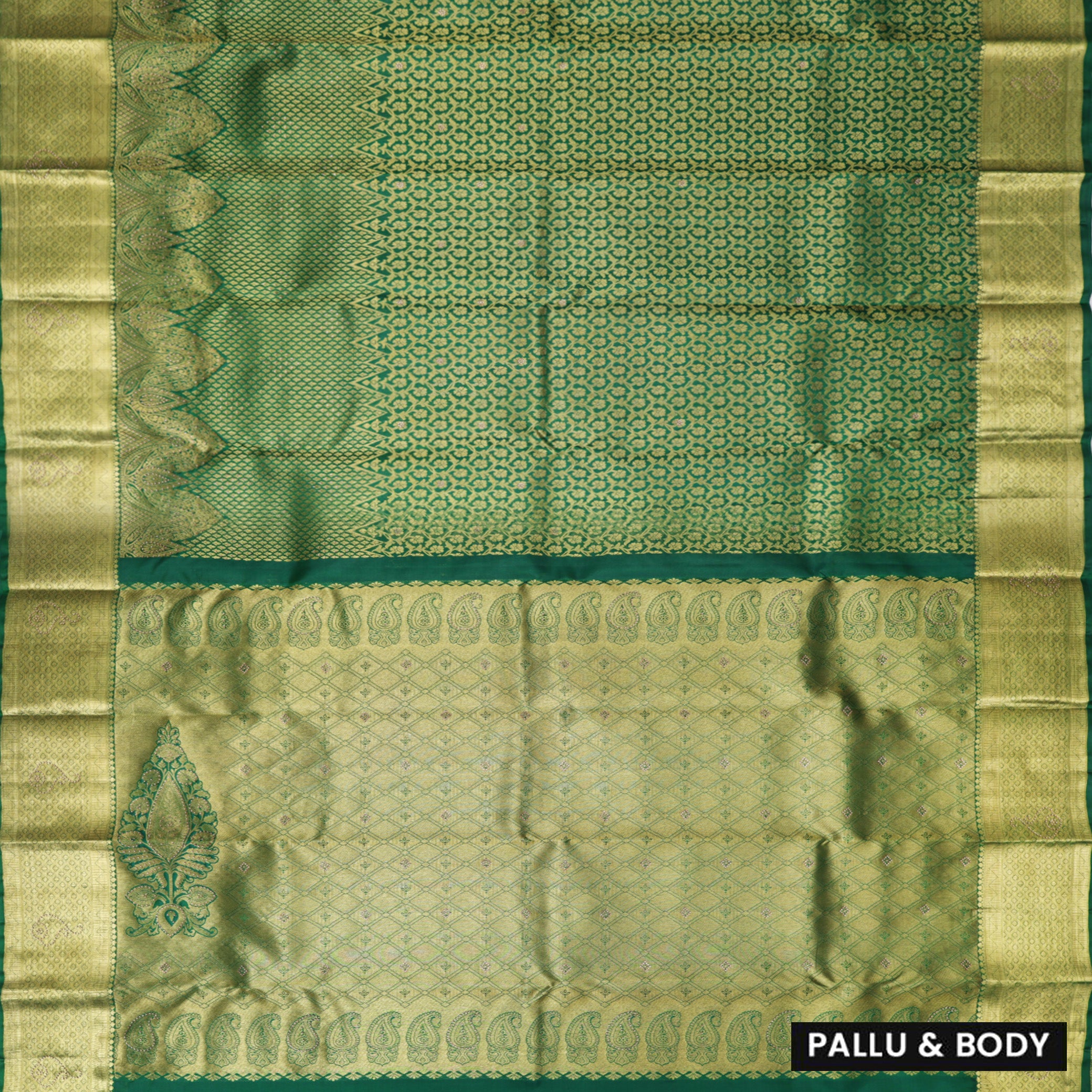Green pure Kanchipuram silk saree