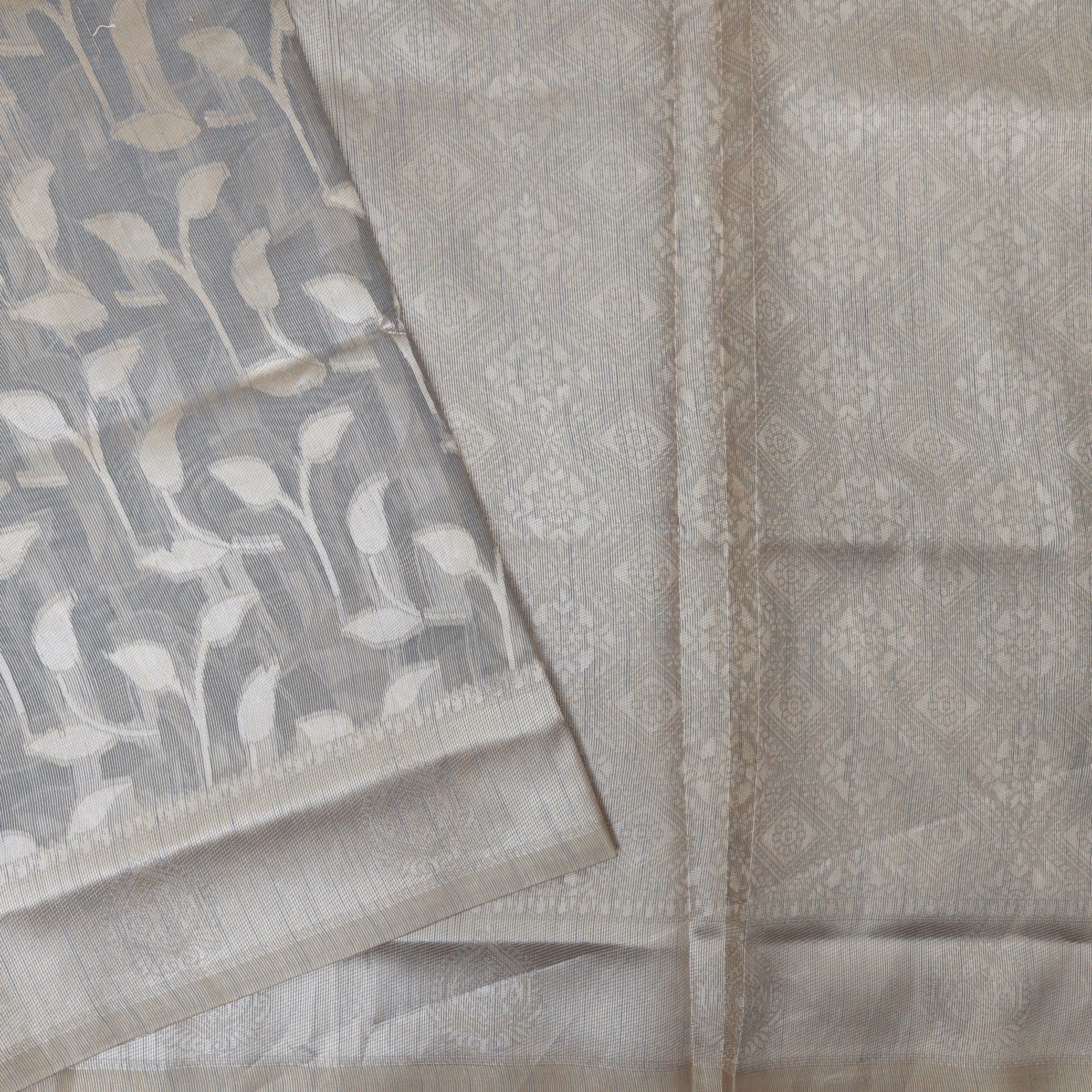Grey Colour Fancy Weaving Saree