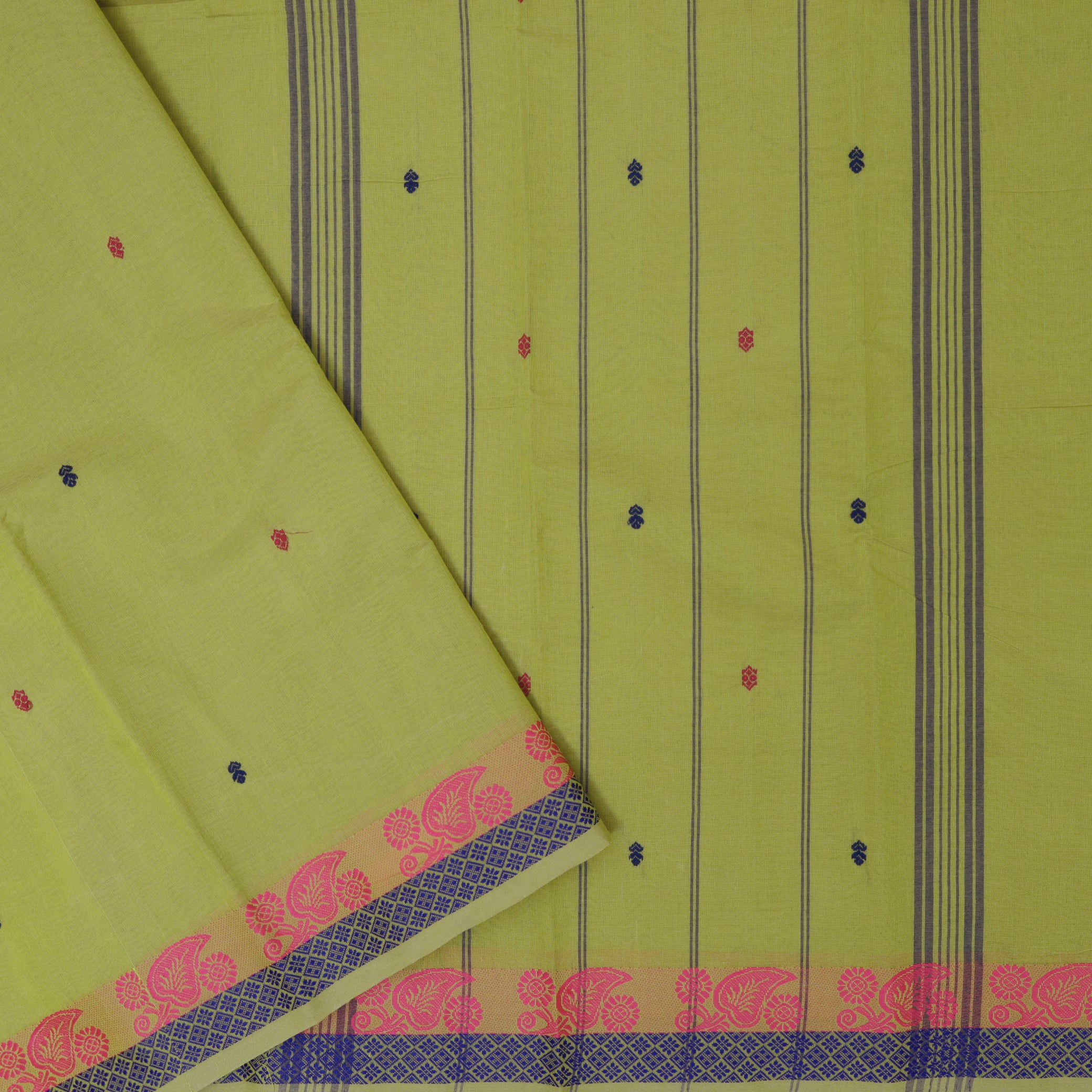 Green Colour Pure Cotton Saree without Blous