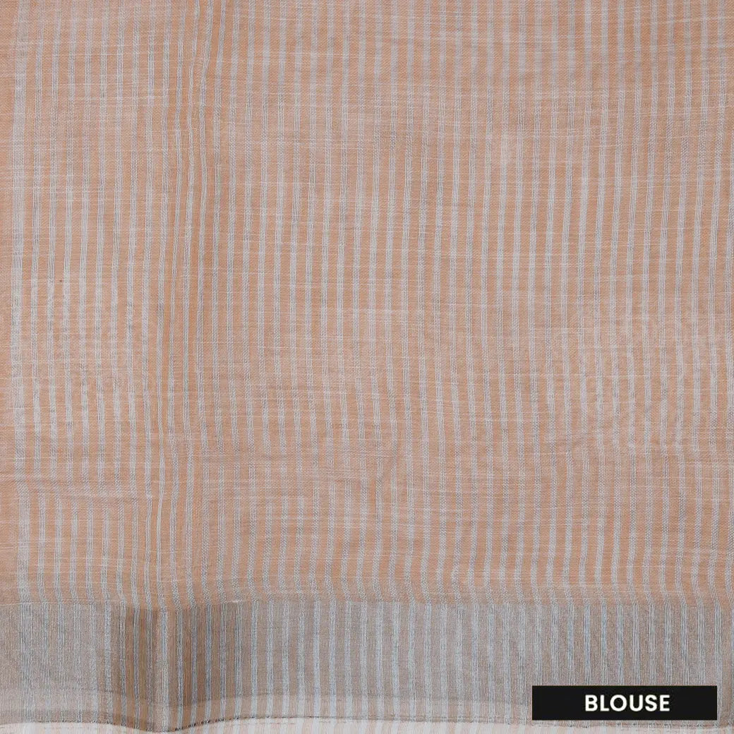 Light Orange Color Linen Cotton Saree