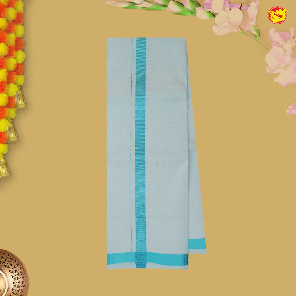 Blue Hosta Colour Tissue Readymade Shirts And Dhoti Sets for Men