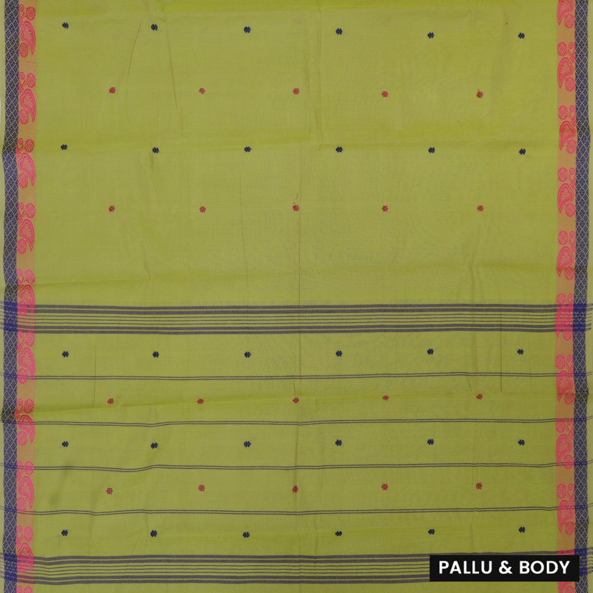 Green Colour Pure Cotton Saree without Blous