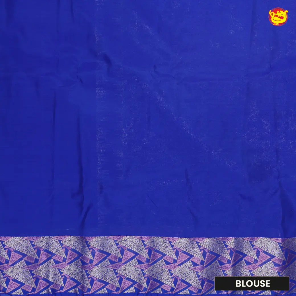 Ivory Beige with Royal Blue Soft Silk Saree