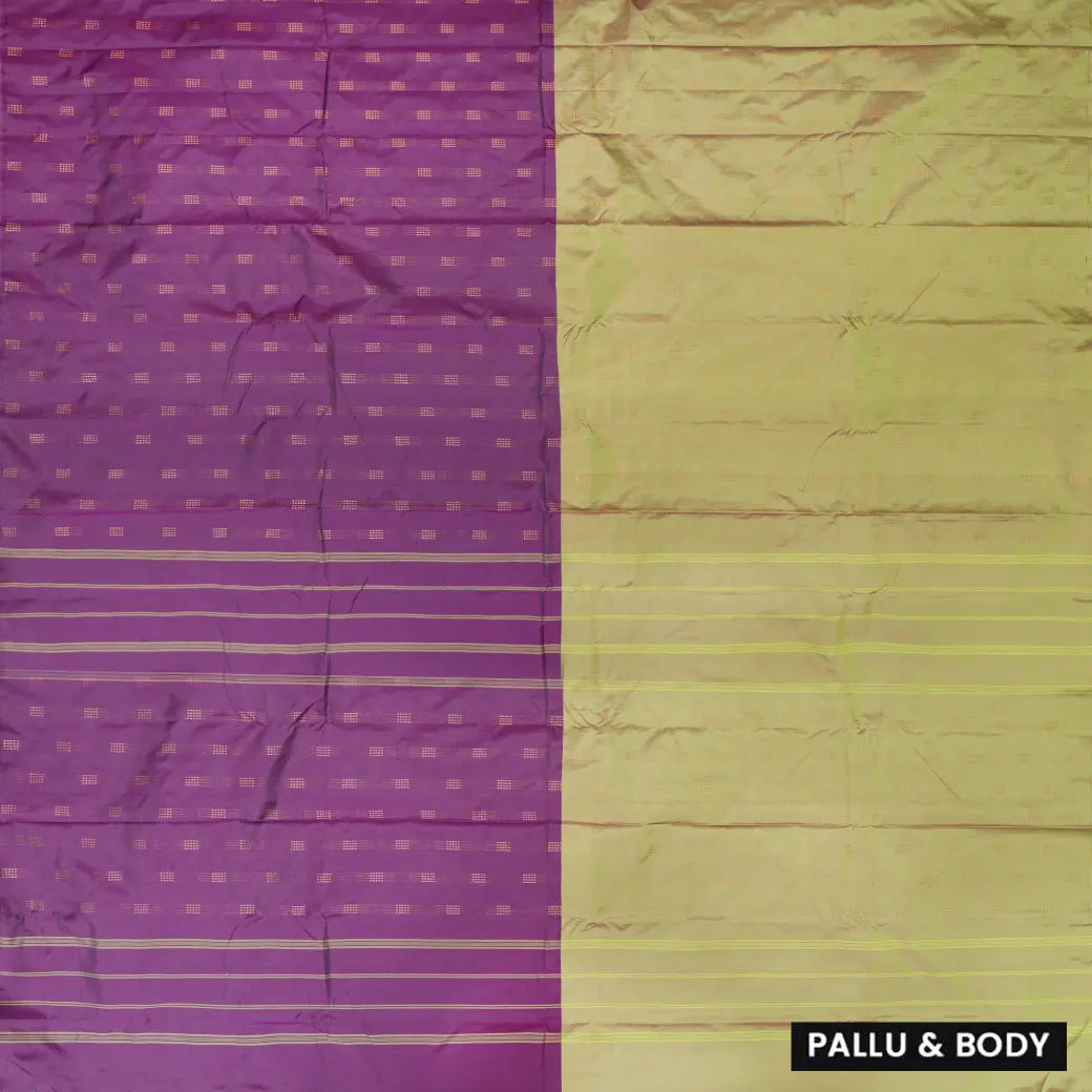Purple With Elaichi Green Arani Silk Saree