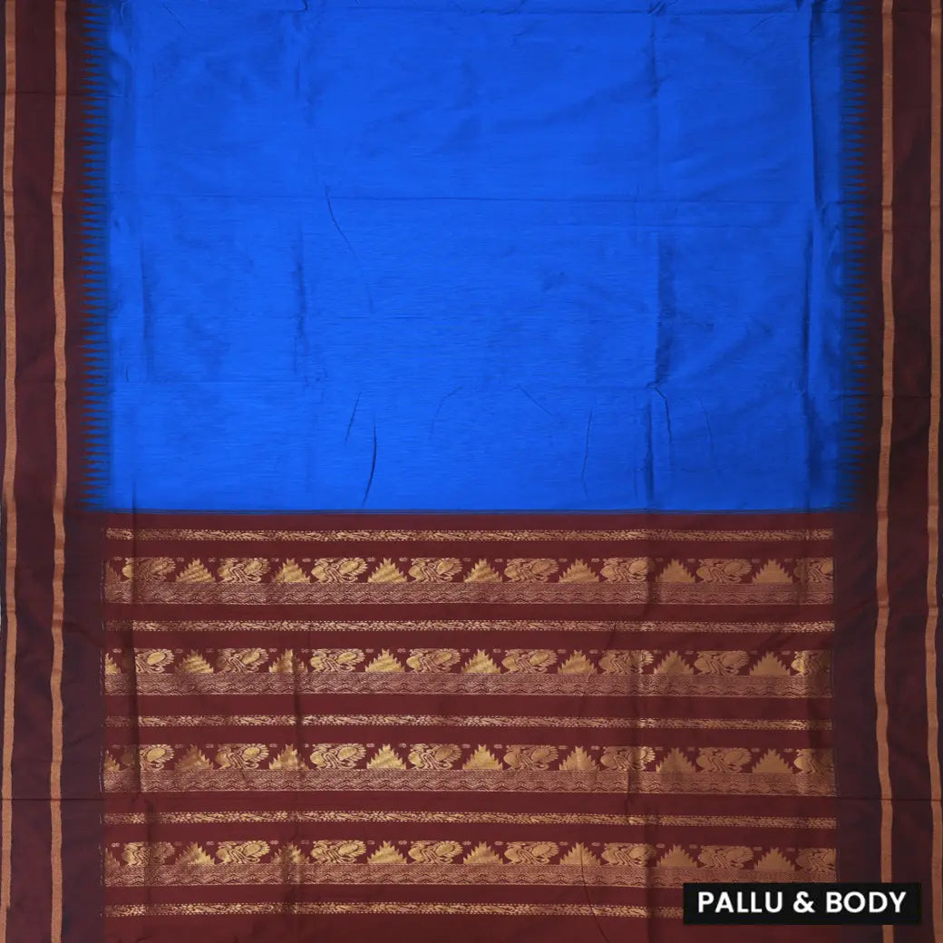 Blue With Maroon Premium Quality Kalyani Cotton Saree