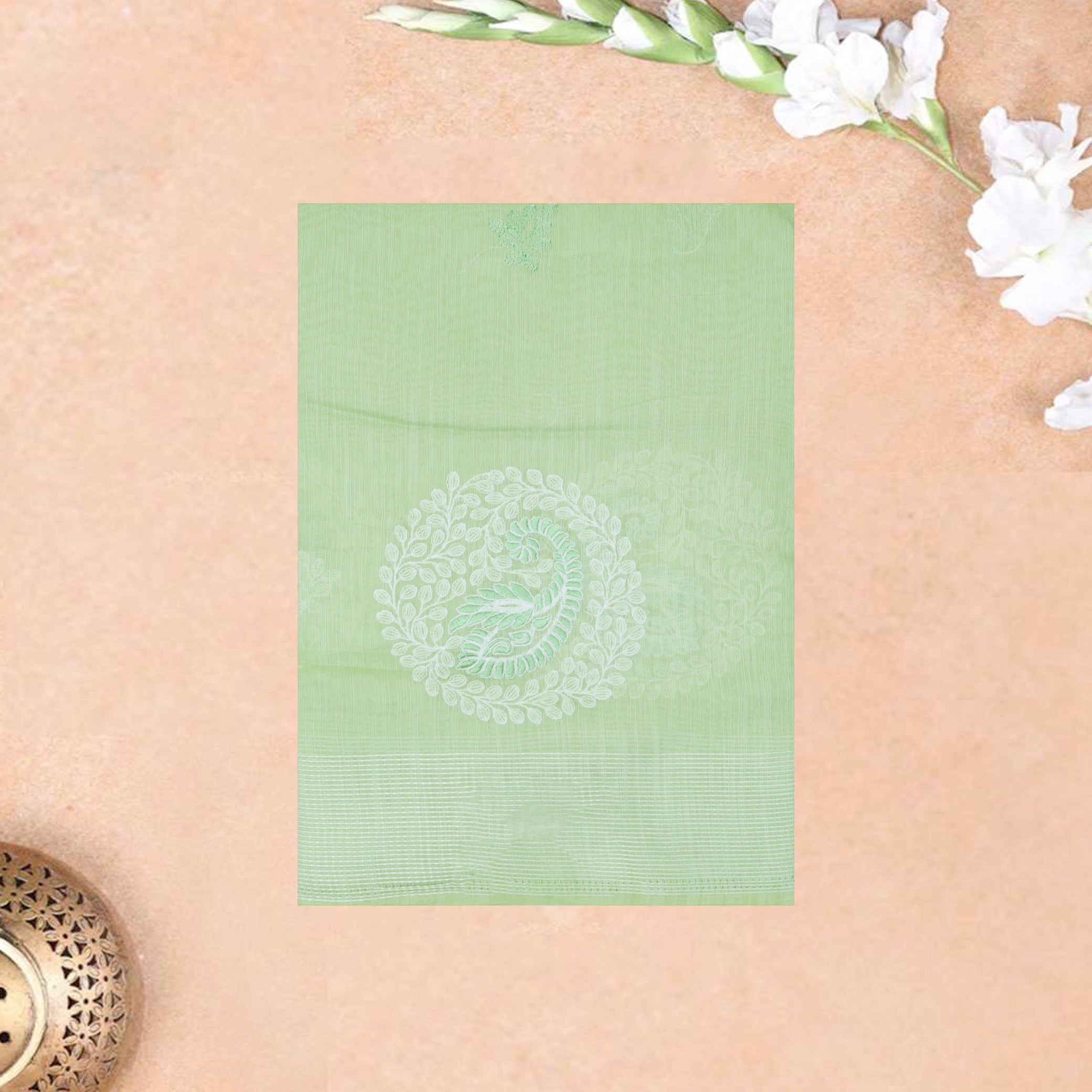 Green Color Linen Cotton Saree