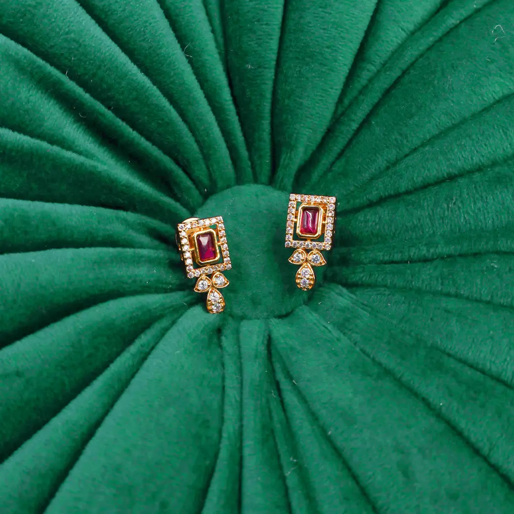 Coin necklace with ruby like stones