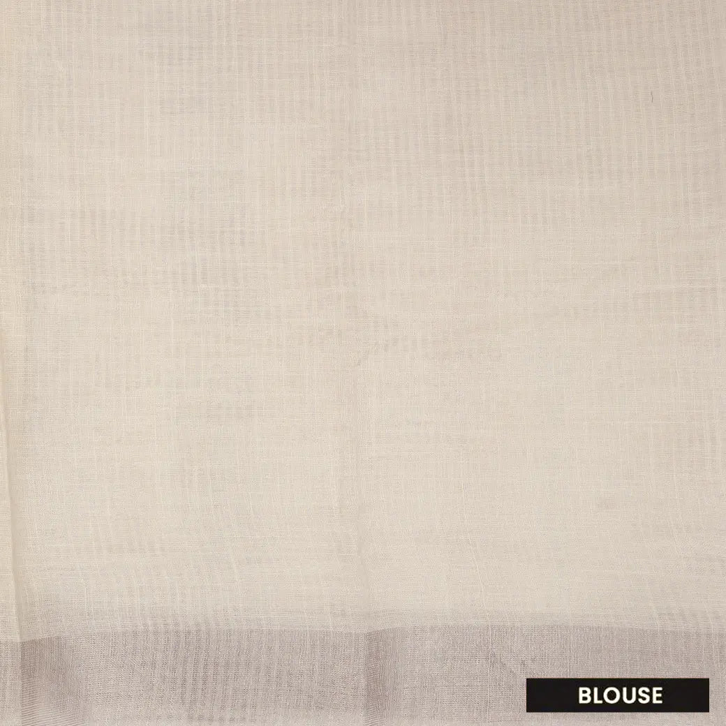 Cream Yellow Color Linen Cotton Saree