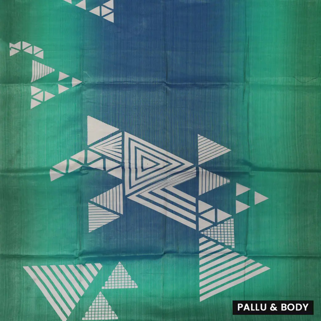 Blue with Green Tissue Silk Saree
