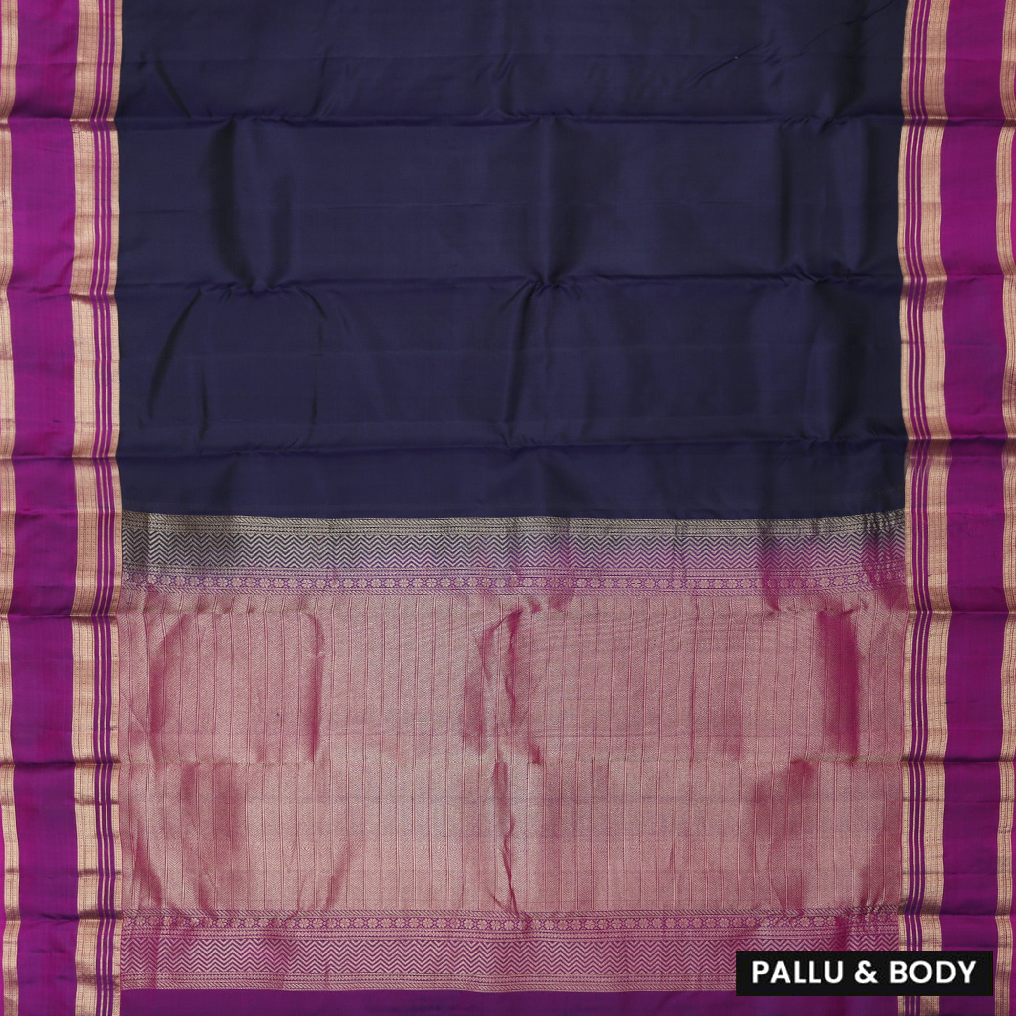 Ink Blue With Purple Gold Zari Yuvana Semi Soft Silk Saree