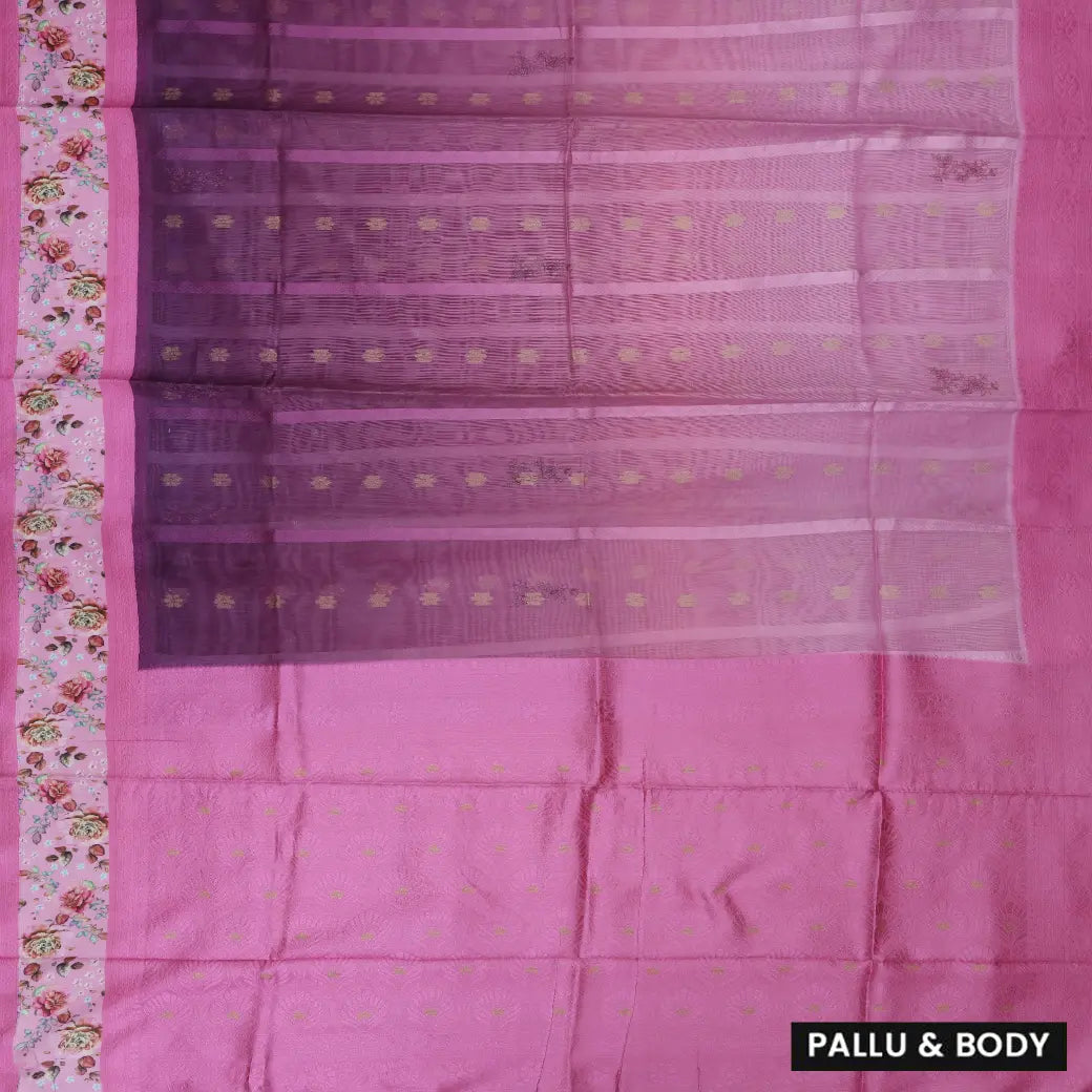 PURPLE WITH PINK Semi Burberry Silk Saree