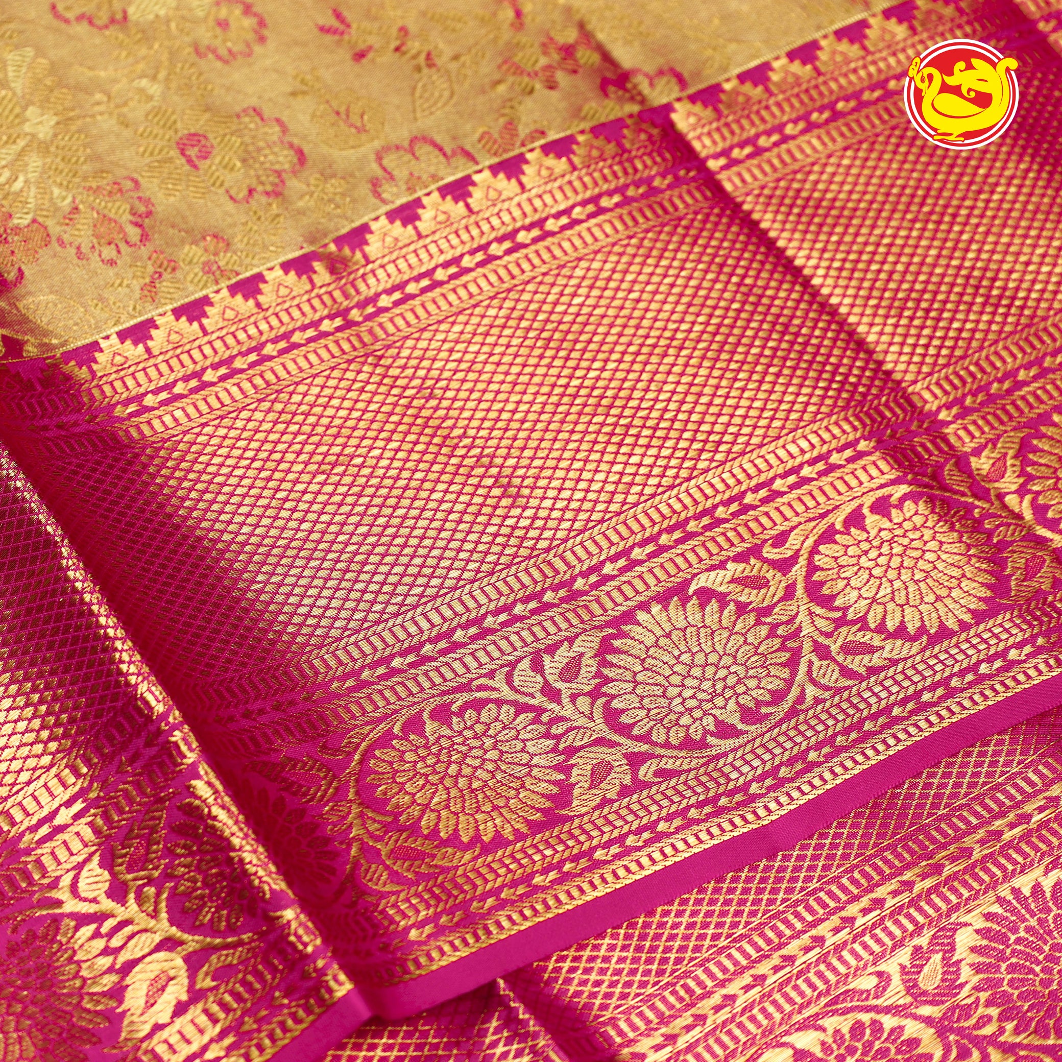 Pink With Gold Zari Wedding Silk Saree