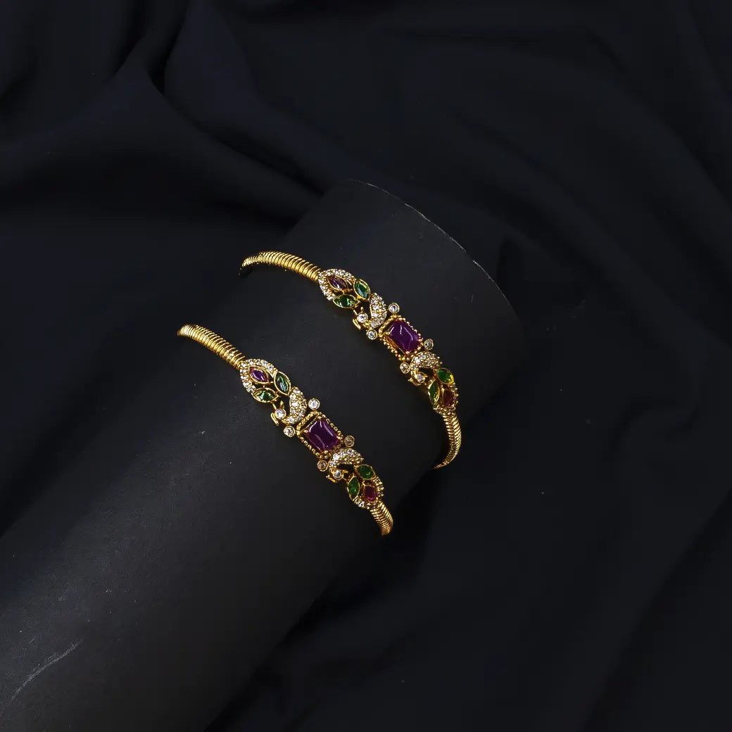 Antique bangles with kemp stones - Thenianantham