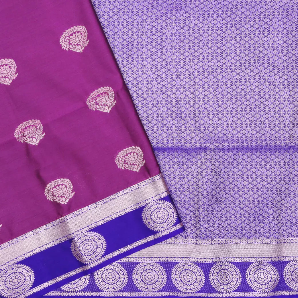 Purple with Dark Blue Soft Silk Saree