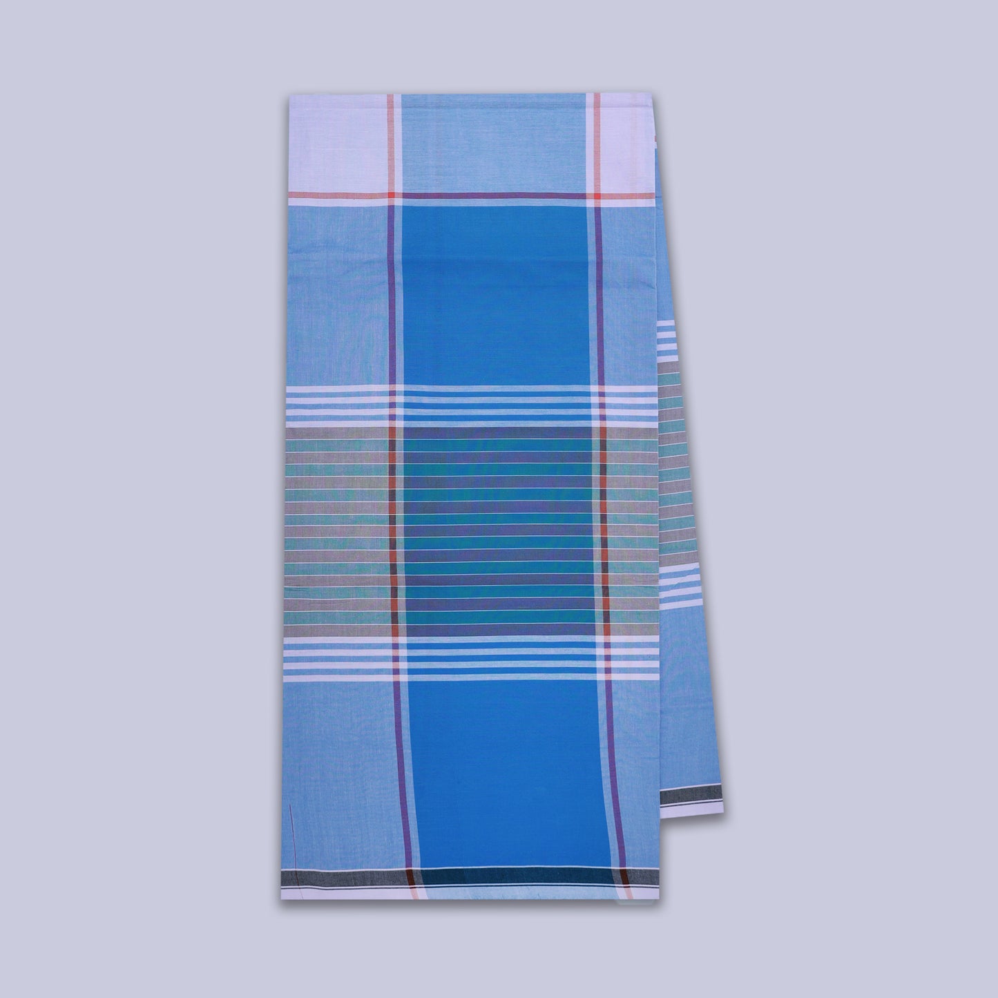 Men’s Sky BlueWith Light Blue Stripe Design Cotton Stitched Lungi