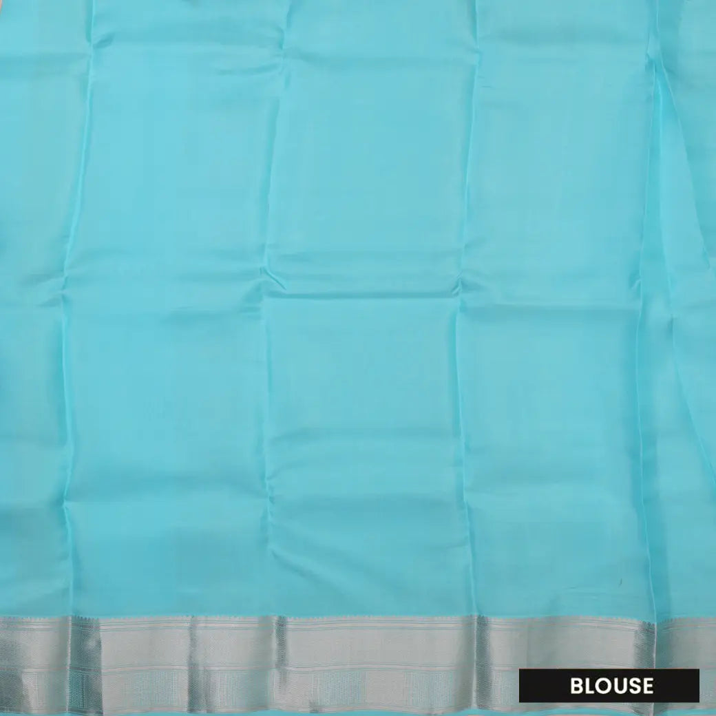 AQUABLUE with SILVER BORDER Traditional Soft Silk Saree